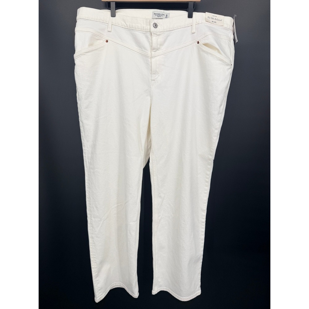 Abercrombie & Fitch 90s Relaxed Jeans Womens 36 22L White NWT High Rise Denim